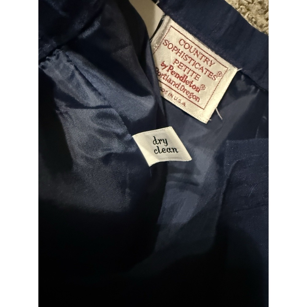 Pendleton Midi Skirt Size 10 Dark Blue Navy Rayan Linen Made In USA Lined - Picture 7 of 9